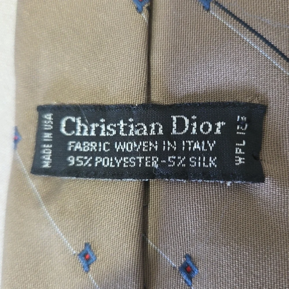 Vintage Christian Dior Polyester Silk Necktie Woven In Italy, Made In USA